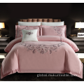Cotton Embroidery Solid Bedding Set Modern home textile microfiber embroidery bed sheet set Manufactory